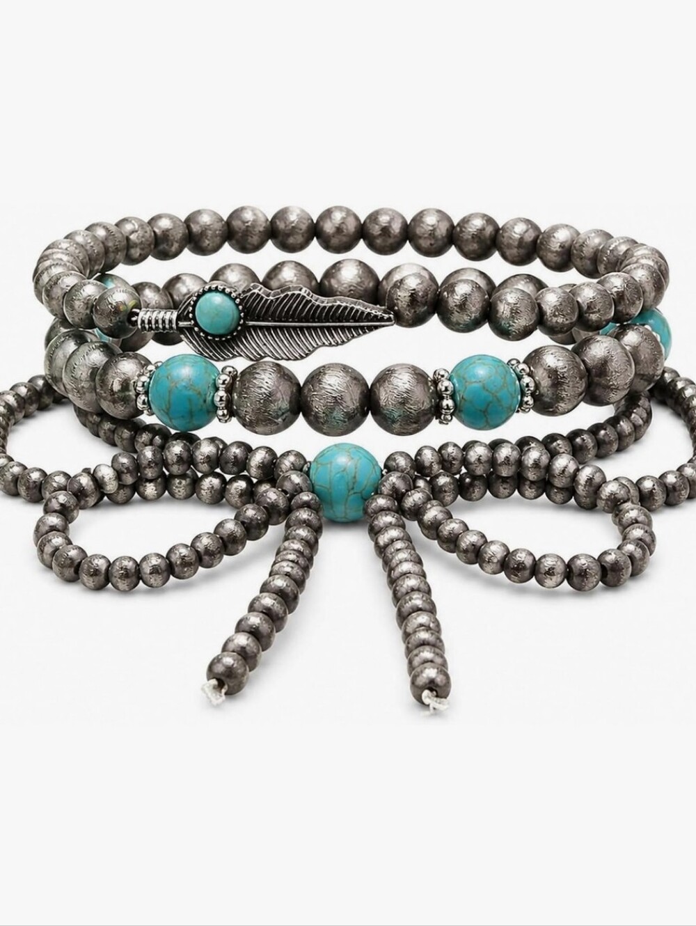 3-piece Navajo Faux Pearl and Turquoise bracelet set